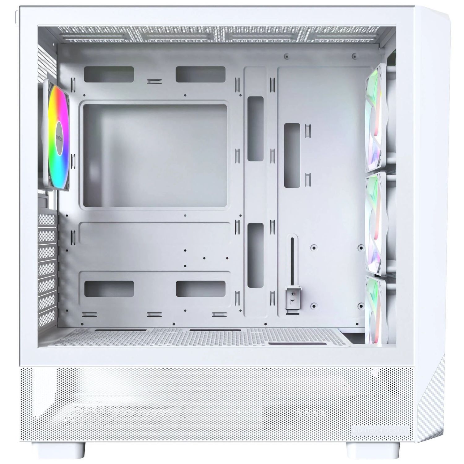 Montech X5 PC Case, Midi-Tower, Micro-ATX, ARGB, Tempered Glass, White