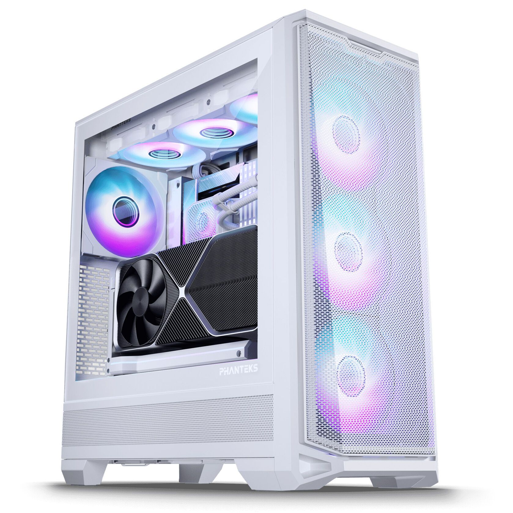 PHANTEKS Eclipse G400A Case, Tempered Glass, 140mm DRGB Fan x 4, Matte White