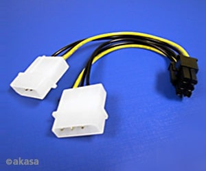 Kábel Táp Átalakító Akasa 2x 4-Pin Molex - 6-Pin PCIe