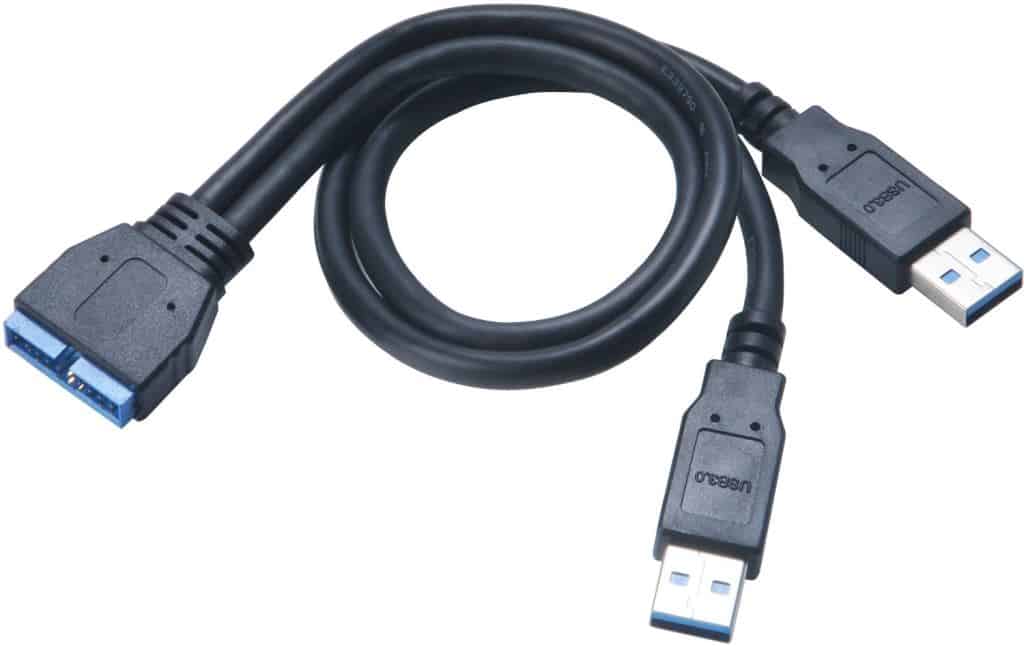 USB 3.0 ext to int cable, 2 x Type A USB3.0 to internal USB3.0 mobo 19 pin connector, (PCI backp