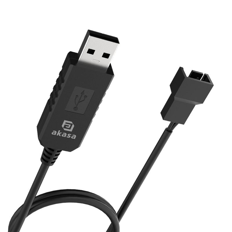 Kábel USB Átalakító Akasa 5–12 V DC átalakító kábel USB-ről 3tűs és 4tűs vetilátorhoz
