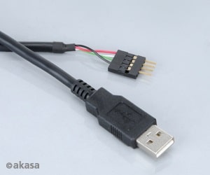 Kábel USB Összekötő Akasa USB 2.0 (Female) - USB 2.0 (Male) 40cm Belső