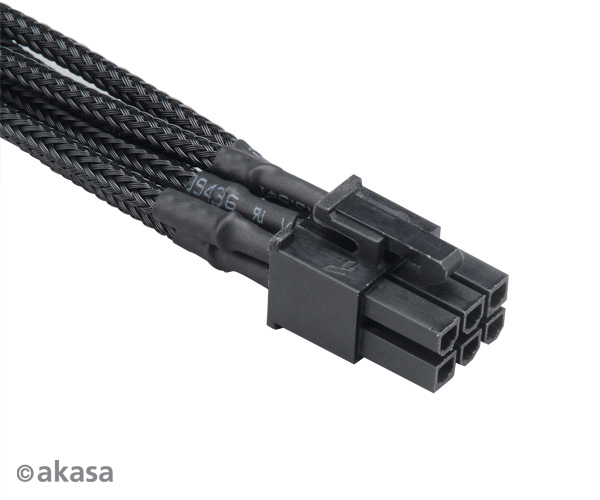 Kábel Akasa Flexa V6 6pin VGA hosszabbító 40cm harisnyázott fekete