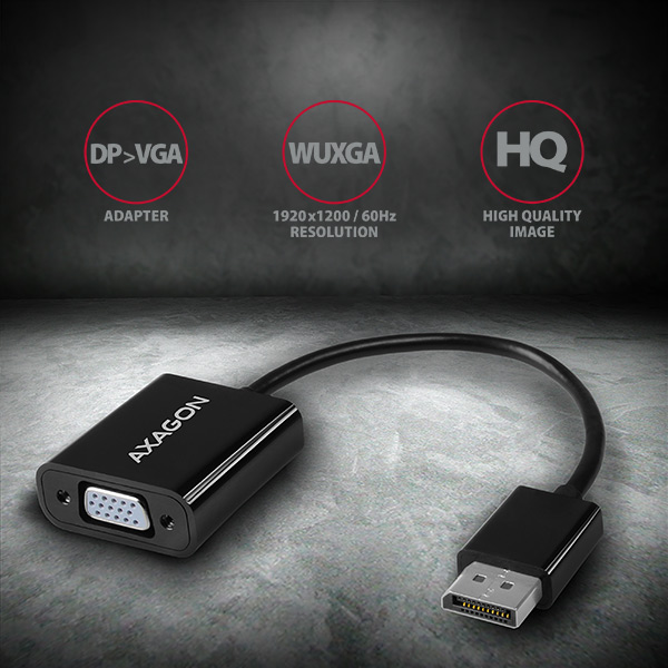 Kábel DisplayPort Átalakító Axagon DisplayPort - D-Sub (VGA) WUXGA Fekete