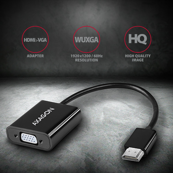 Kábel DisplayPort Átalakító Axagon HDMI - D-Sub (VGA) FullHD Fekete
