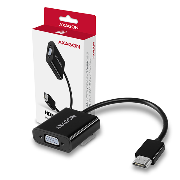 Kábel DisplayPort Átalakító Axagon HDMI - D-Sub (VGA) FullHD Fekete