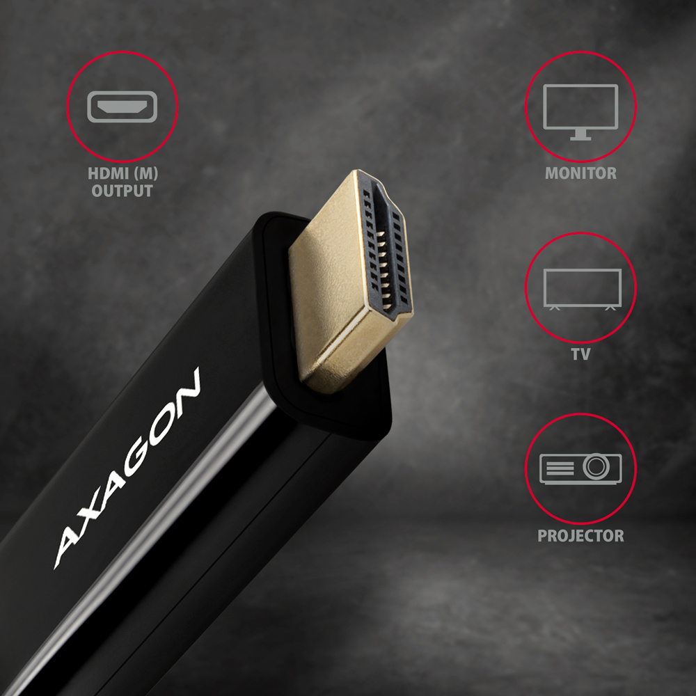 Kábel Axagon RVD-HI14C2 Display (M) > HDMI (M) 4k/30 Hz, 180cm