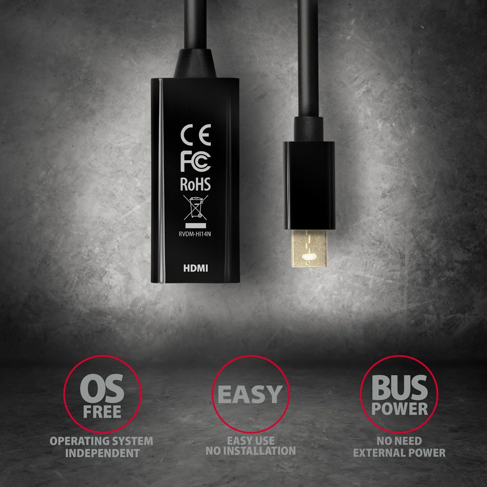 Axagon RVDM-HI14N Mini DisplayPort – HDMI 1.4 Adapter