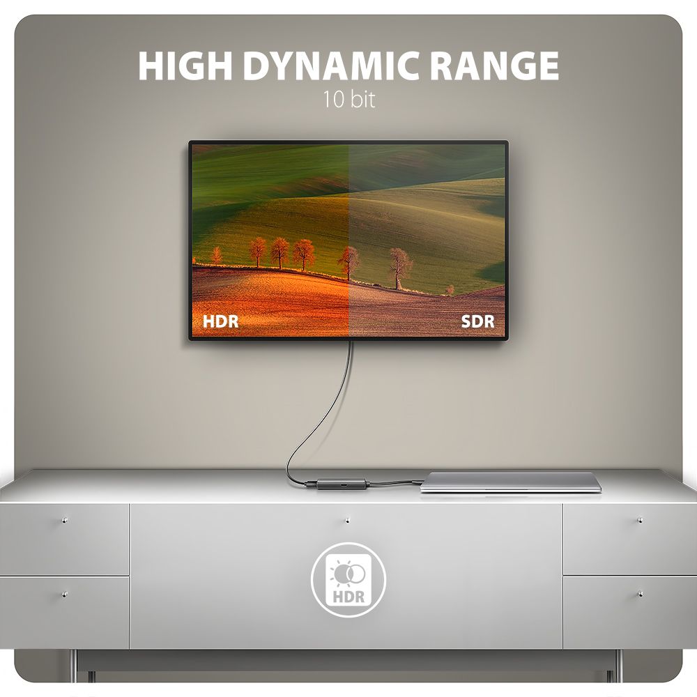 Adapter Axagon RVC-HI8KPD USB-C > HDMI 2.1, 8k/60Hz, PD100W, HDR10+