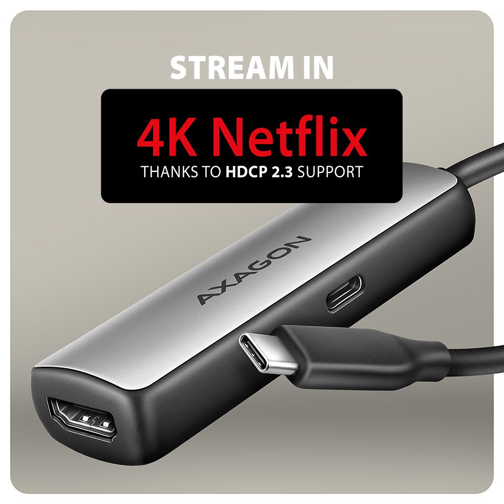 Adapter Axagon RVC-HI8KPD USB-C > HDMI 2.1, 8k/60Hz, PD100W, HDR10+