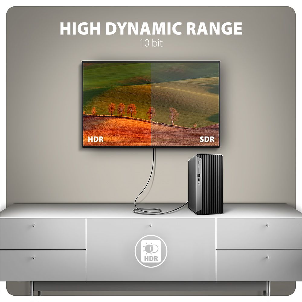 Kábel Axagon RVD-HI20C2 Display > HDMI 2.0, 4k/60Hz