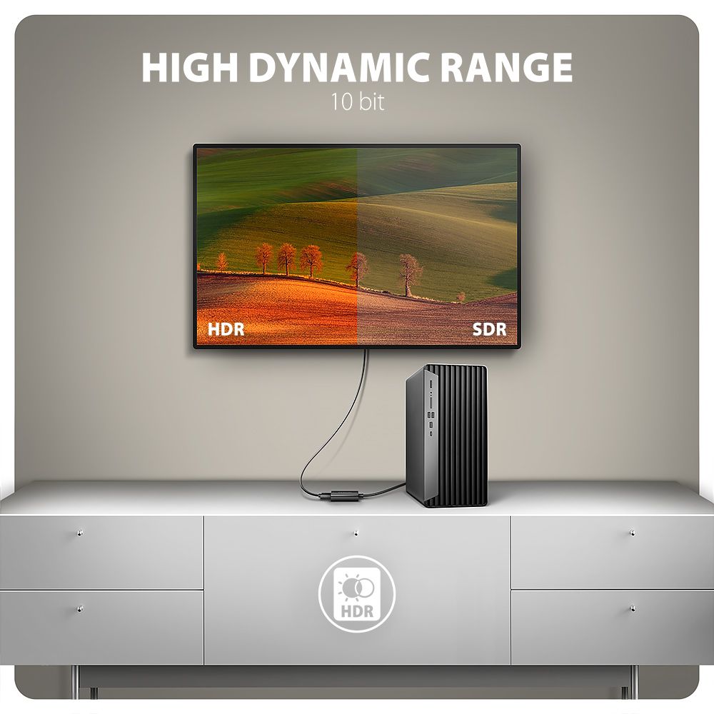 Kábel Axagon RVD-HI20N DP > HDMI adapter 4K/60Hz, 15cm