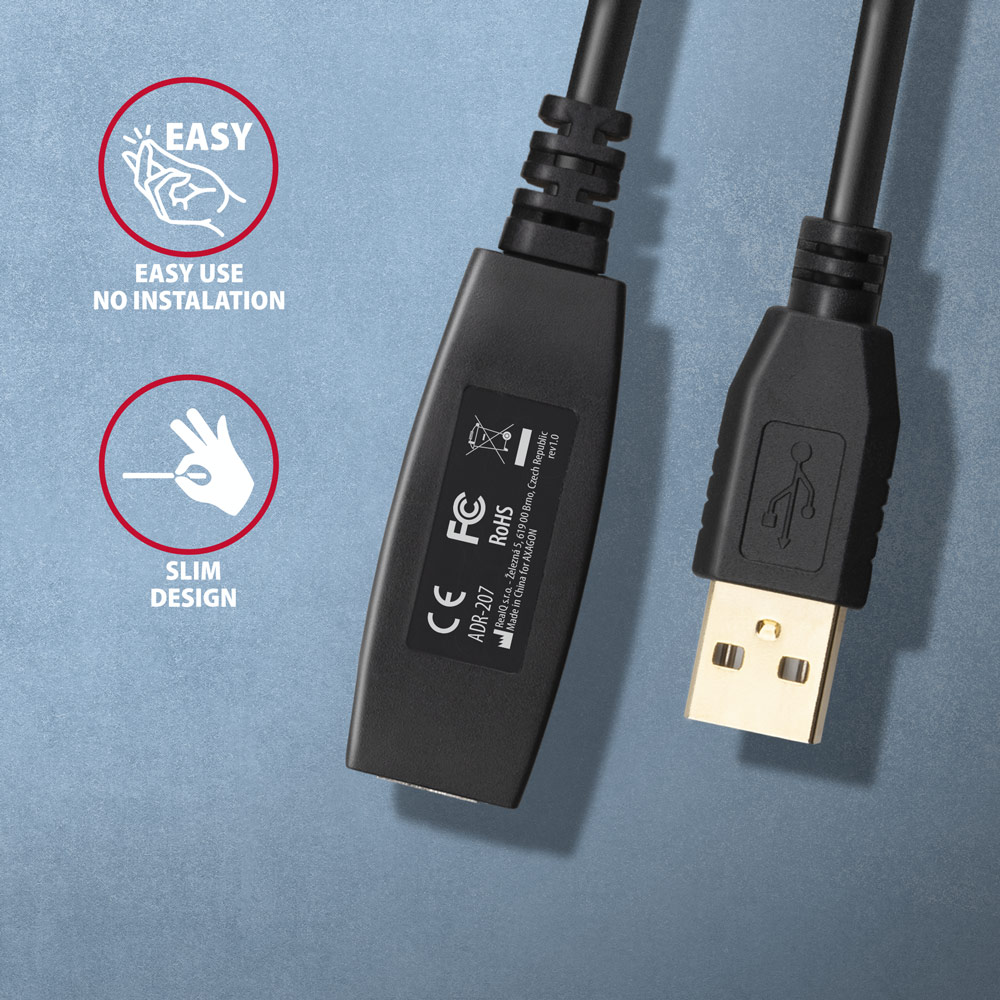 Kábel AXAGON ADR-207 USB repeater/hosszabbító kábel 7.5 m