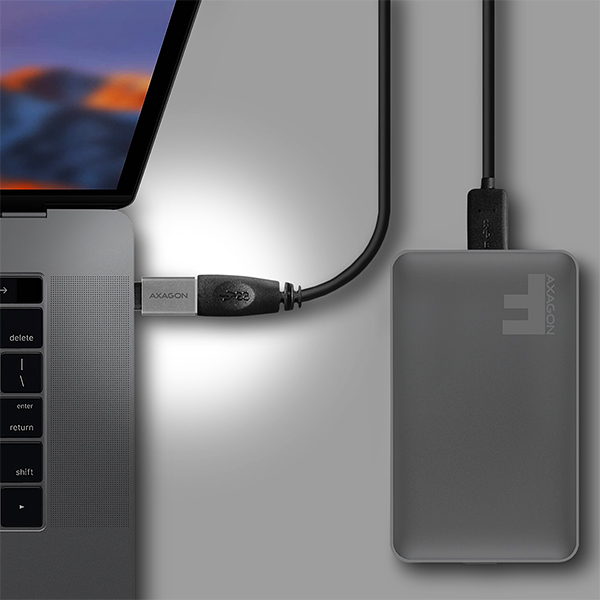 Kábel Axagon RUCM-AFA USB-C 3.2 (M) > USB-A (F) adapter, 31mm, alu