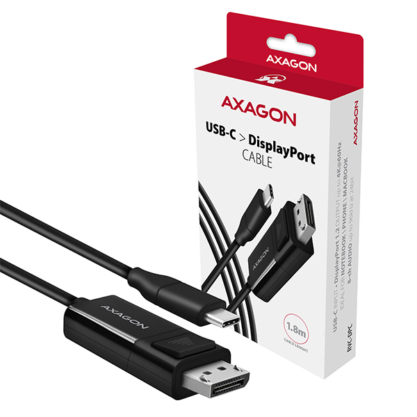 AXAGON RVC-DPC USB-C auf DisplayPort-Kabel, 1,8 m, 4K/60Hz - black