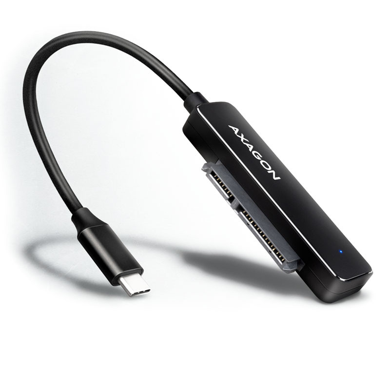 Átalakító Axagon USB3.2 Type-c to 2.5" Sata+táp Fekete