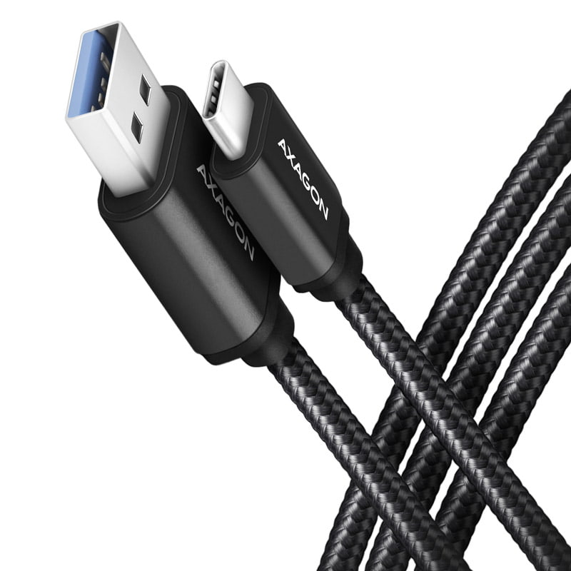 AXAGON BUCM3-AM10AB SPEED cable USB-C <-> USB-A, 1m, USB 3.2 Gen 1, 3A, ALU, braid