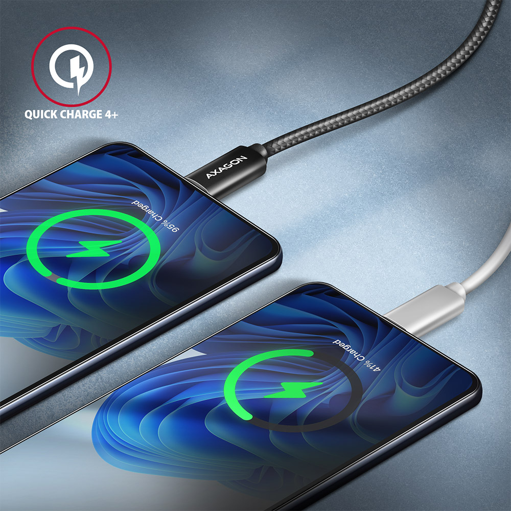 Kábel AXAGON BUCM432-CM10AB 100W USB-C <> USB-C 4 Gen 3x2 Cable 1m fekete