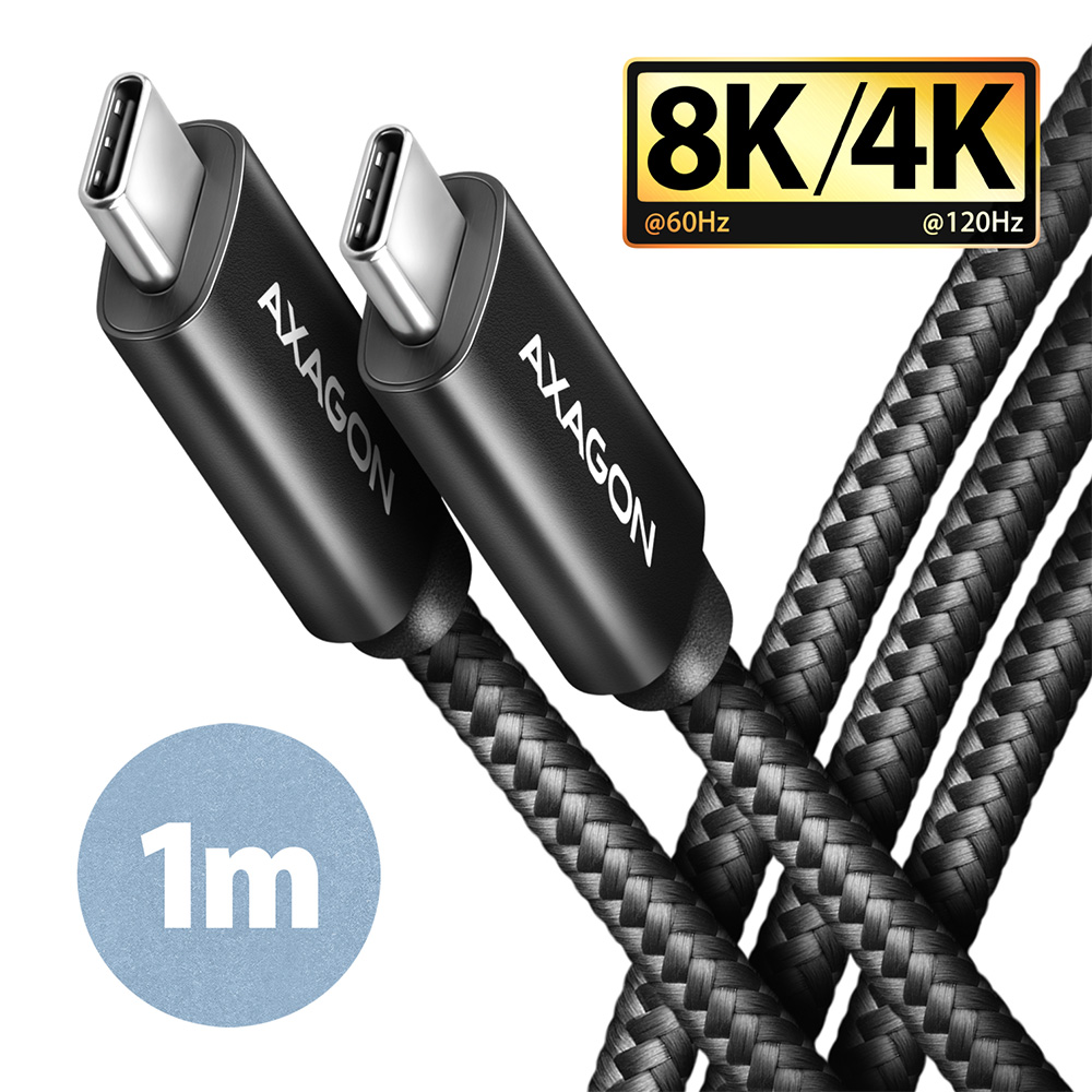 Kábel AXAGON BUCM432-CM10AB 100W USB-C <> USB-C 4 Gen 3x2 Cable 1m fekete