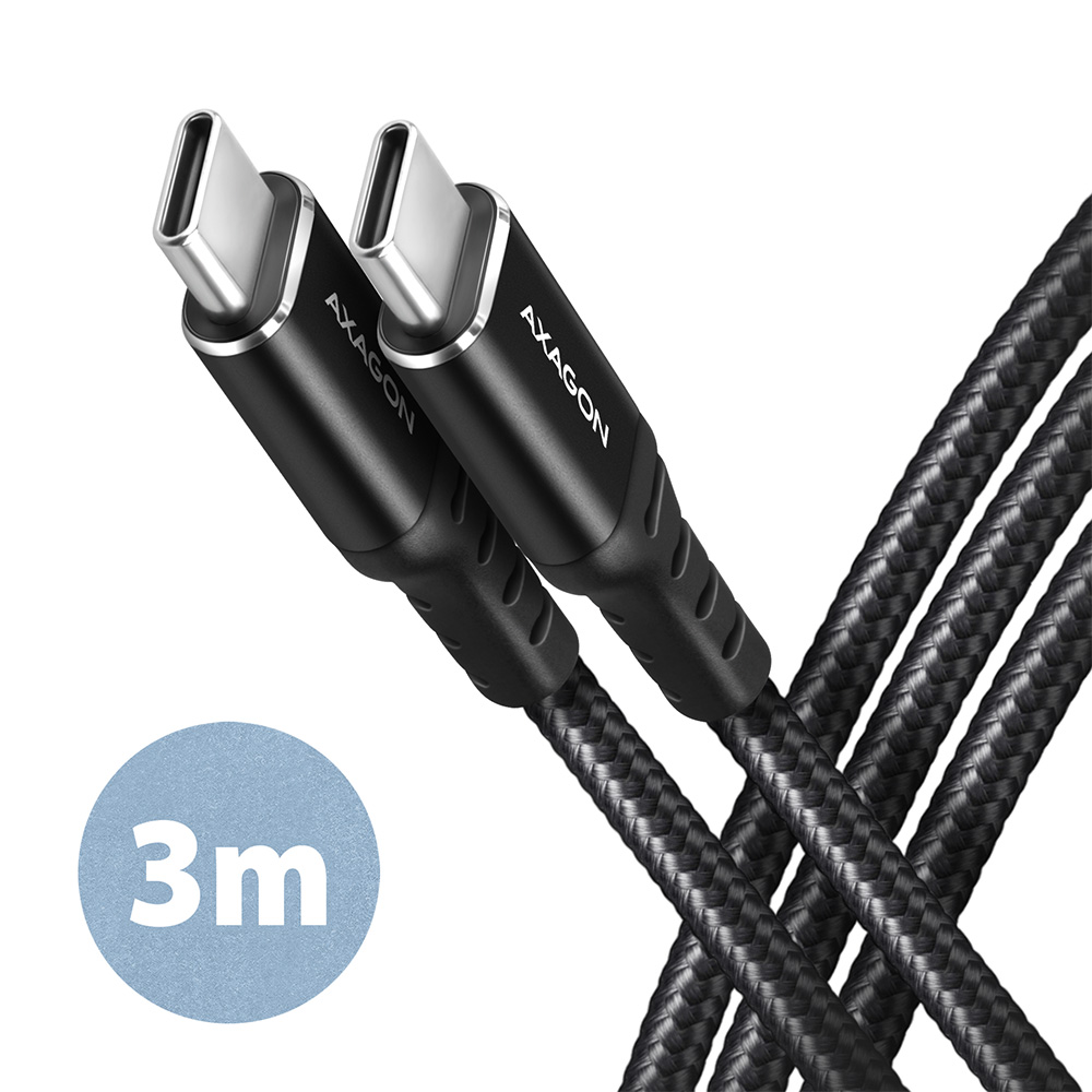 Kábel AXAGON BUCM-CM30AB HQ 60W USB-C <> USB-C Cable 3m fekete