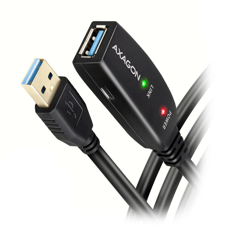 Kábel Axagon ADR-305 aktív hosszabbító USB 3.2, USB-A (M) > USB-A (F)- 5m, fekete