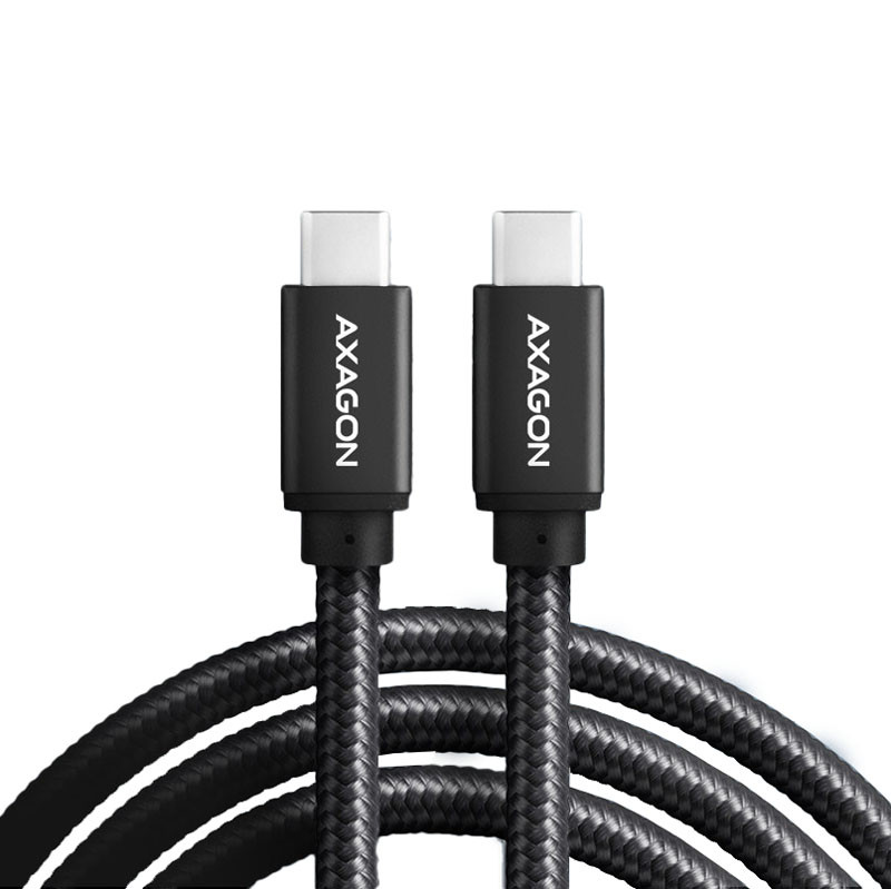 Kábel Axagon USB Type-C - Type-C töltőkábel, PD 240W 5A, 1m, Fekete