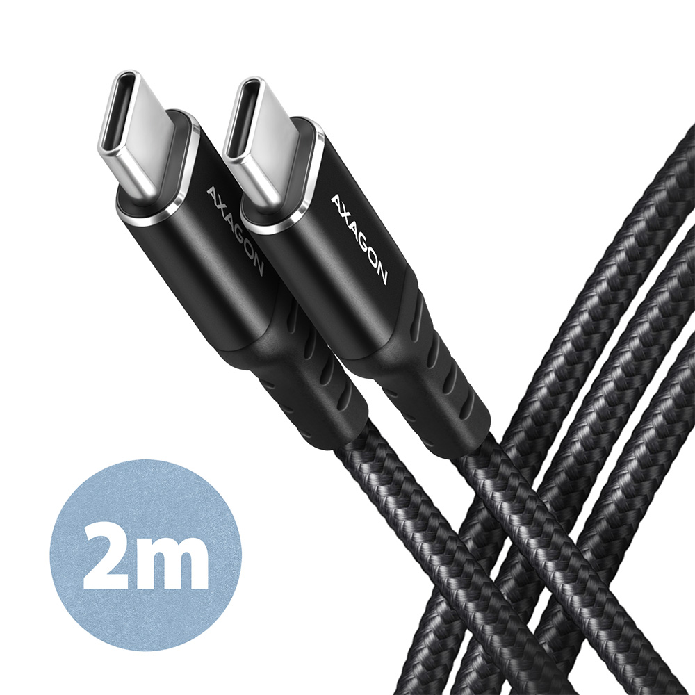 AXAGON BUCM2-CM20AB CHARGE cable USB-C <-> USB-C, 2m, Hi-Speed USB, PD 240W 5A, ALU, braid