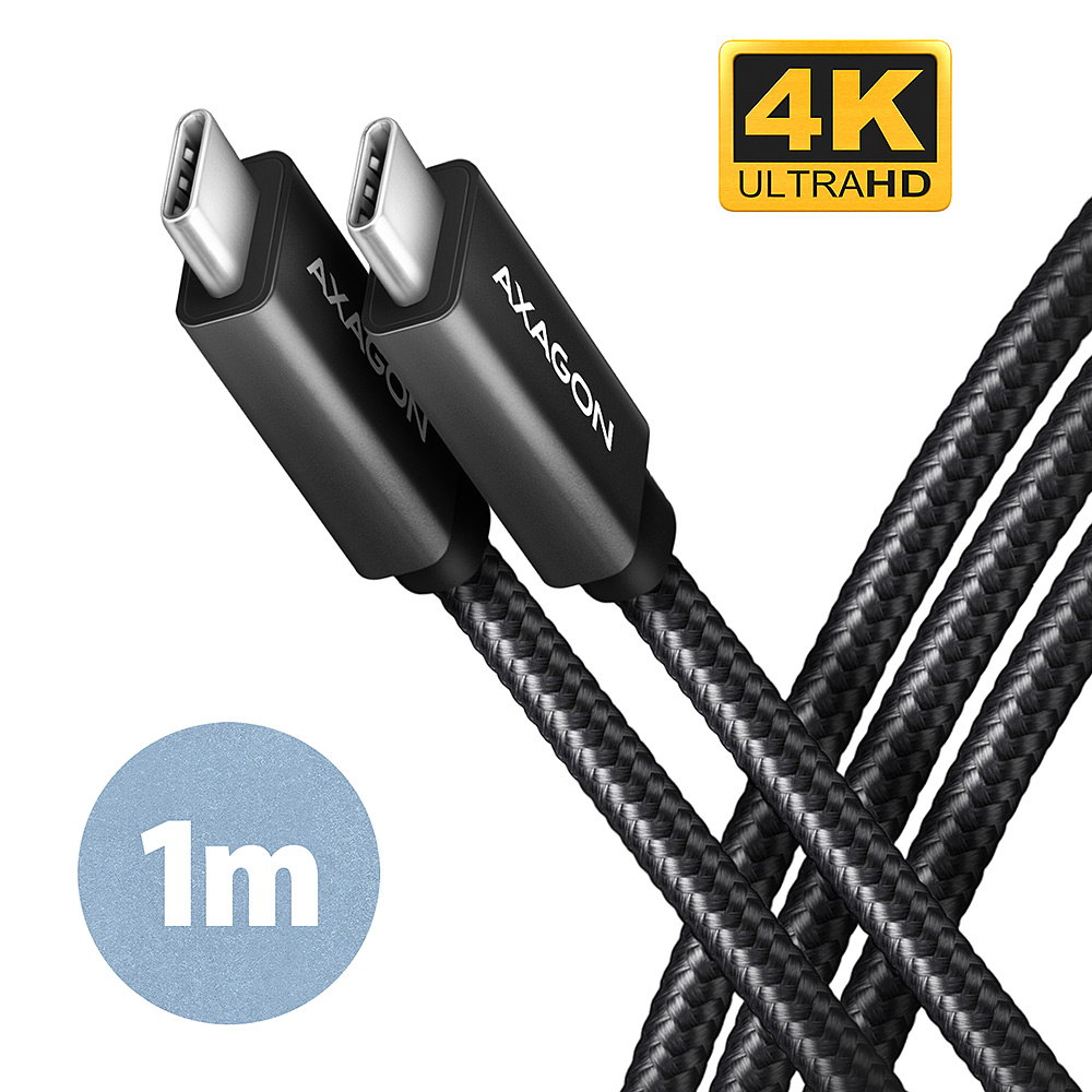 AXAGON BUCM2-CM10AB CHARGE cable USB-C <-> USB-C, 1m, Hi-Speed USB, PD 240W 5A, ALU, braid