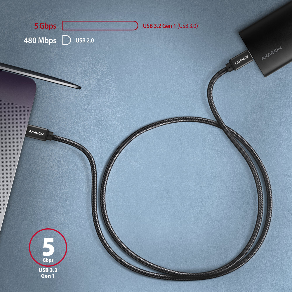 Kábel Axagon BUCM3-CM10AB USB C - USB C 3.2 Gen 1 1 m, fekete