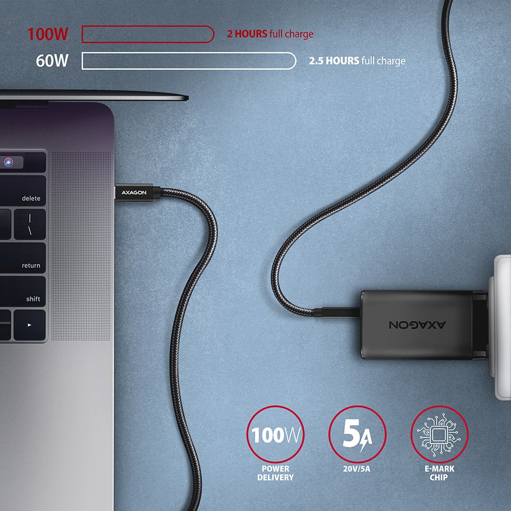 Axagon BUCM32-CM05AB SPEED+ USB-C <> USB 20 Gbps Cable 0.5 m