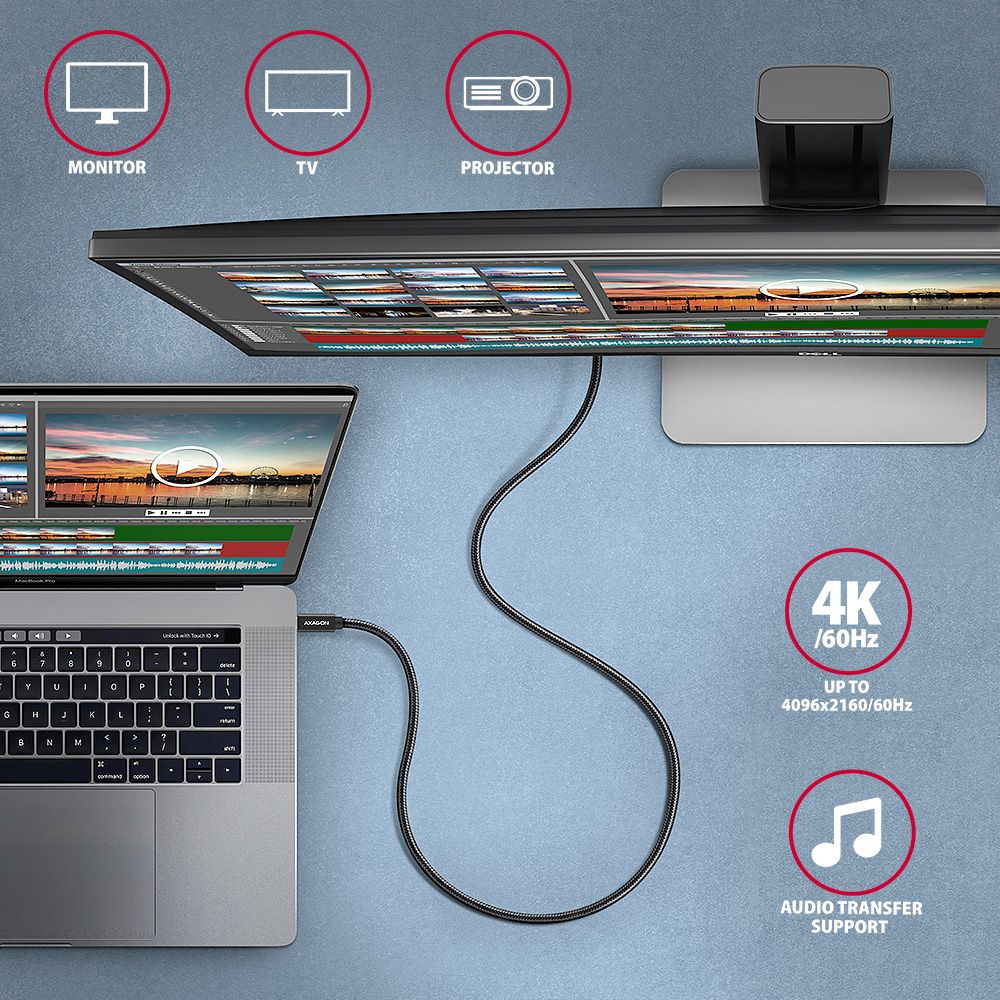 Axagon BUCM32-CM05AB SPEED+ USB-C <> USB 20 Gbps Cable 0.5 m