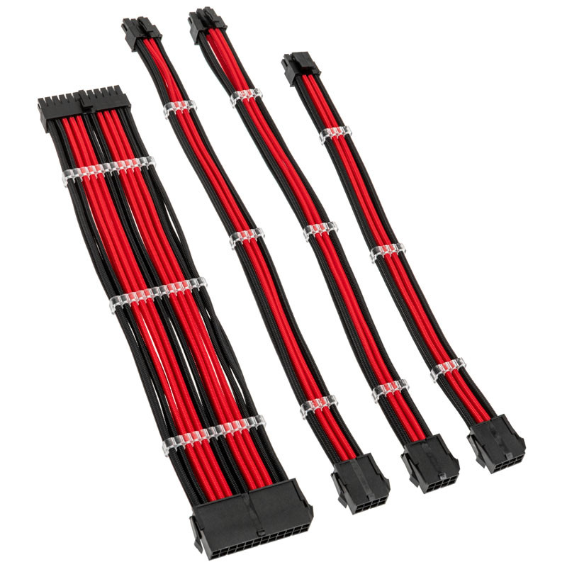 Kábel Modding Kolink Core Standard fonott hosszabbító kit - Jet Black/Racing Red