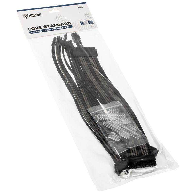 Kolink Core Standard Braided Cable Extension Kit - Jet Black/Gunmetal Grey