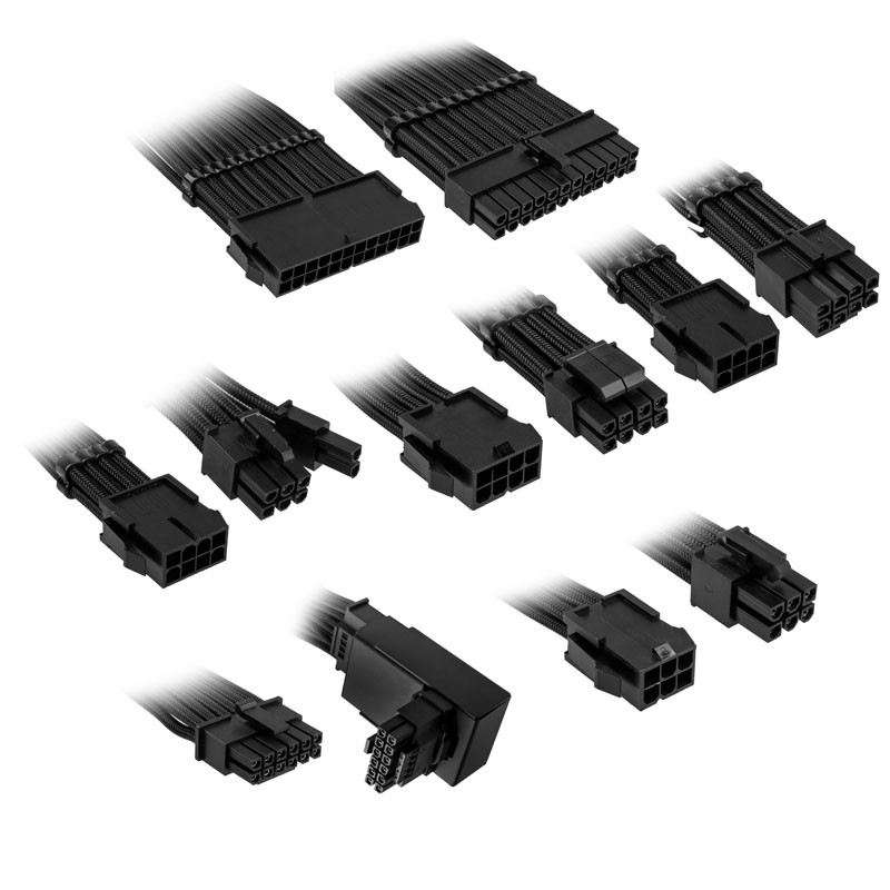 Kábel Kolink Core Pro fonott kábelhosszabbító kit 12V-2x6 Type 1 - Jet Black