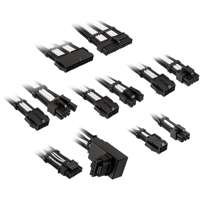 Kolink Core Pro Braided Cable Extension Kit 12V-2x6 Type 1 - Jet Black/ White
