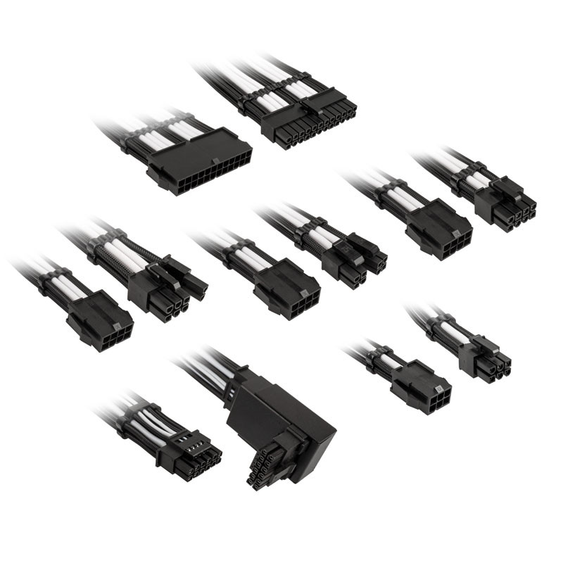 Kolink Core Pro Braided Cable Extension Kit 12V-2x6 Type 2 - Jet Black/ White