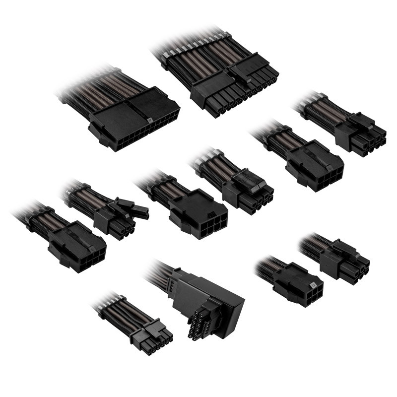 Kábel Kolink Core Pro fonott kábelhosszabbító kit 12V-2x6 Type 1 - Jet Black/Gunmetal Grey