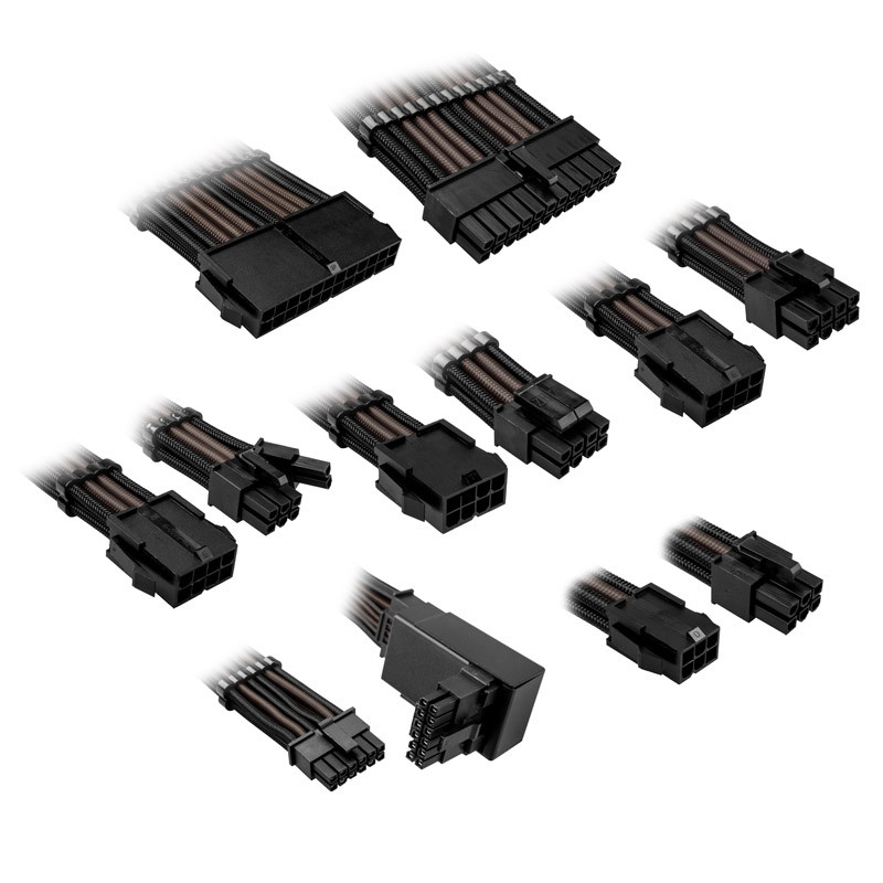 Kábel Kolink Core Pro fonott kábelhosszabbító kit 12V-2x6 Type 2 - Jet Black/Gunmetal Grey