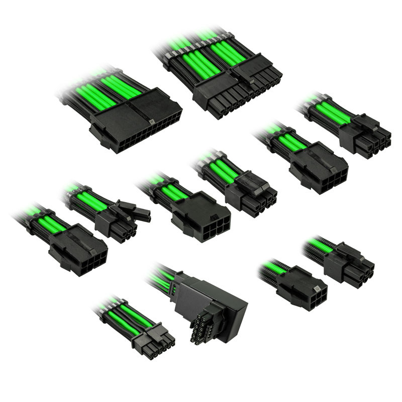Kolink Core Pro Braided Cable Extension Kit 12V-2x6 Type 1 - Venom Green