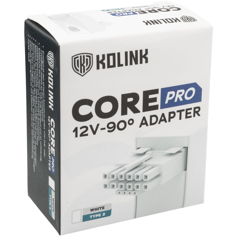 Kolink Core Pro 12V-2x6 90 Degree Adapter - Type 2 - White