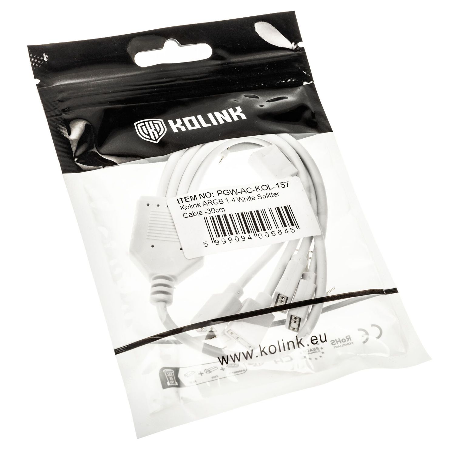 Kolink ARGB 1-4 splitter cable - 30cm, white