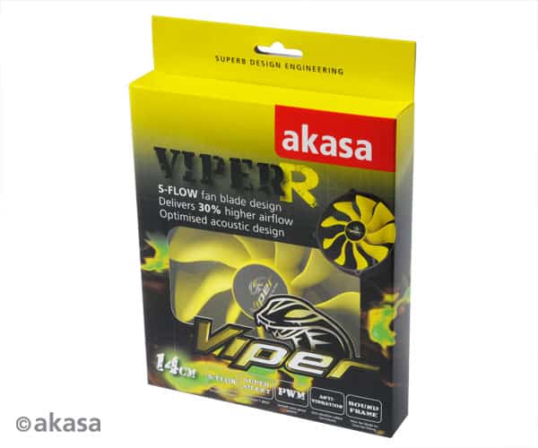 Ventilátor Akasa Viper R PWM 14cm Fekete/Sárga