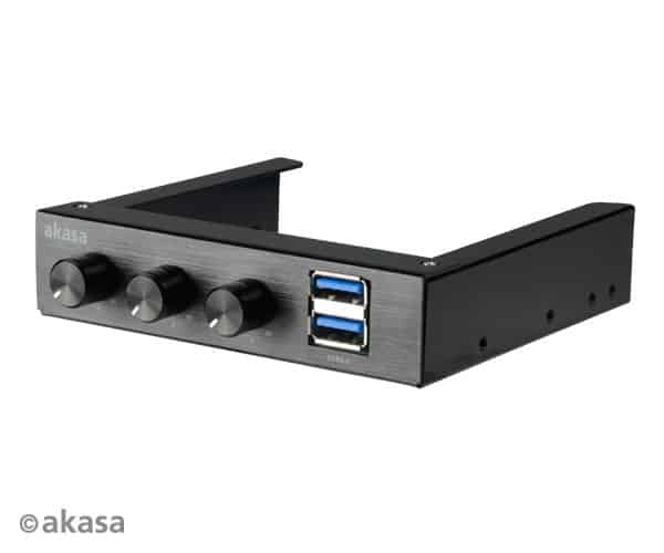 Ventilátor szabályzó Akasa FC06 V2 3.5 3 csatornás Fekete + 2x USB 3.0 Port