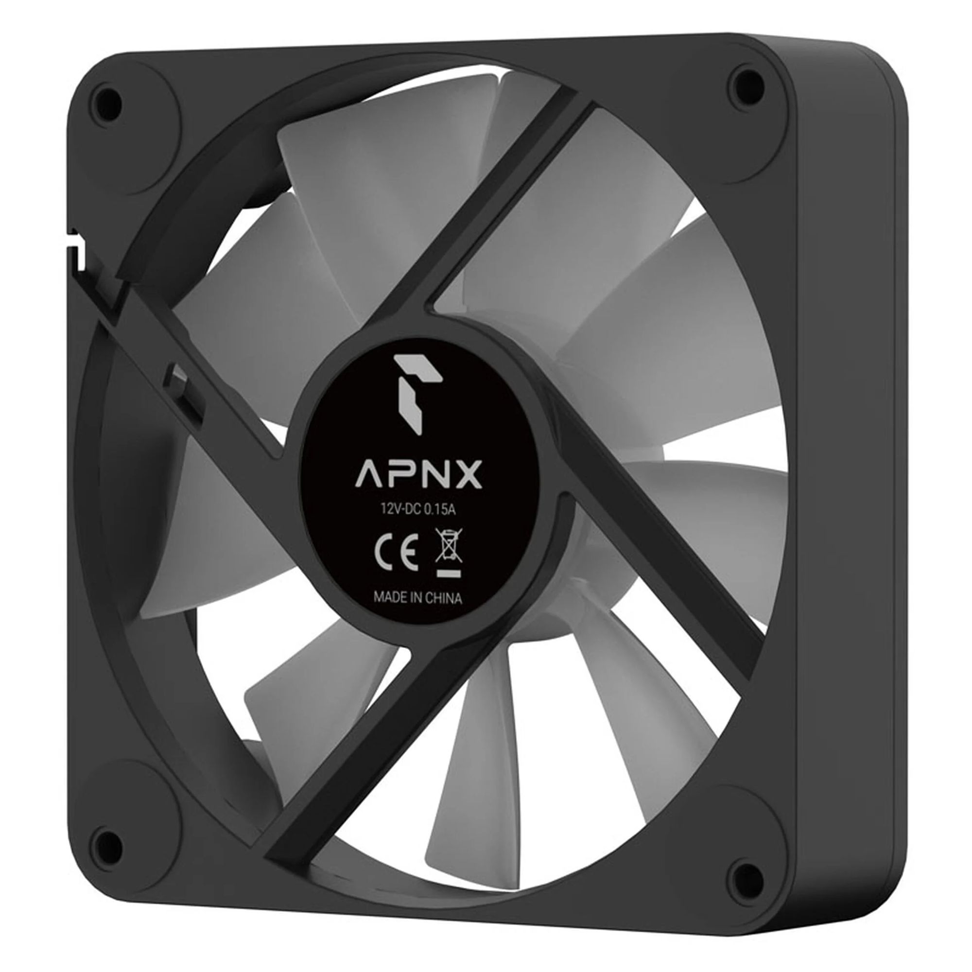 Ventilátor APNX FP1-Q PWM, ARGB, fordított légáramlás, 120mm, fekete