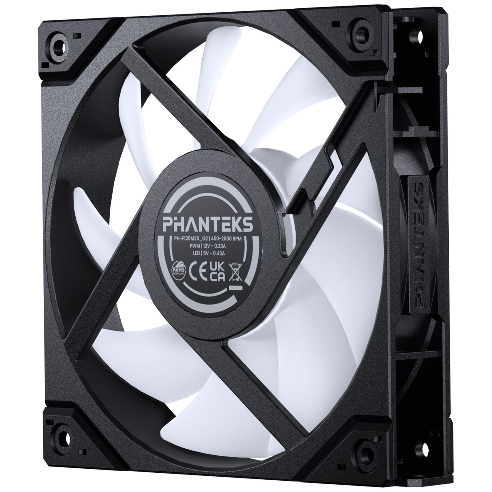 Ventilátor PHANTEKS M25 Gen2 PWM, fordított légáramlás, D-RGB, 120mm, fekete