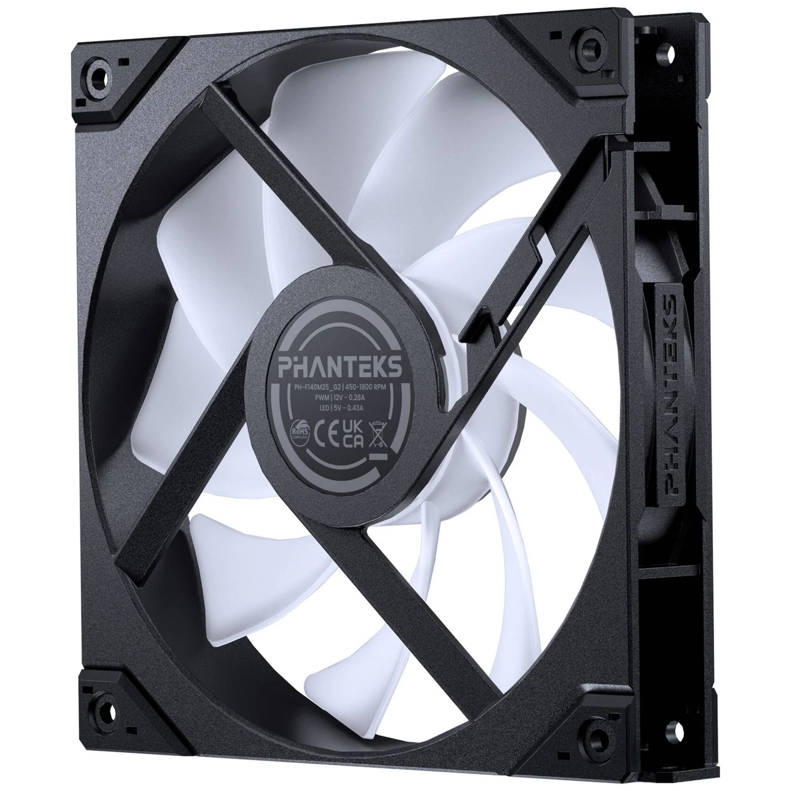 PHANTEKS M25 Gen2 140mm PWM Fan, DRGB, Black, Retail.