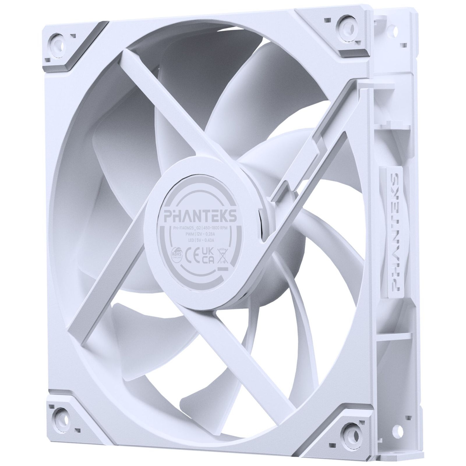 PHANTEKS M25 Gen2 140mm PWM Fan, DRGB, White, Retail.