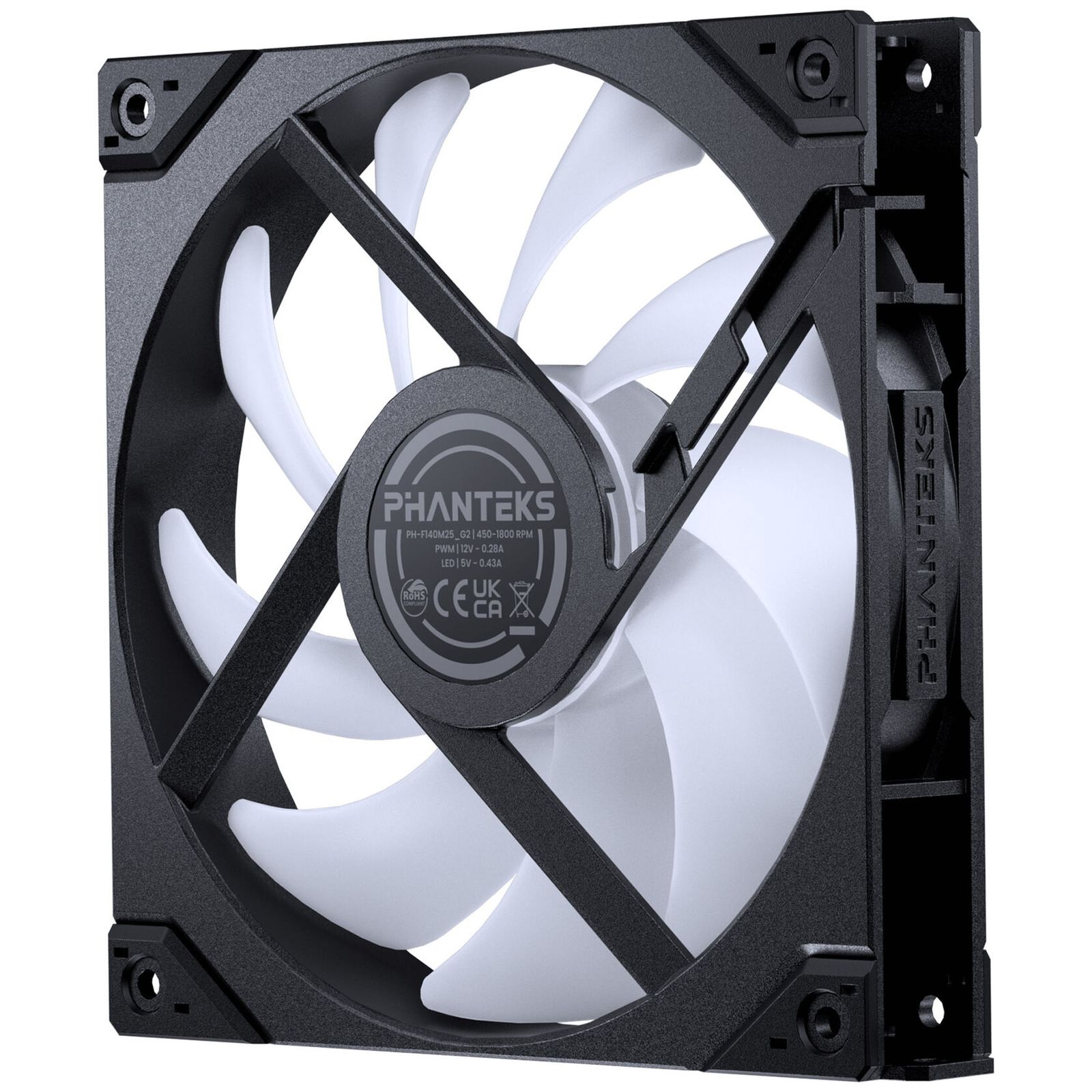 PHANTEKS M25 Gen2 140mm PWM Fan, Reversed Airflow, DRGB, Black, Retail, 3 Pack