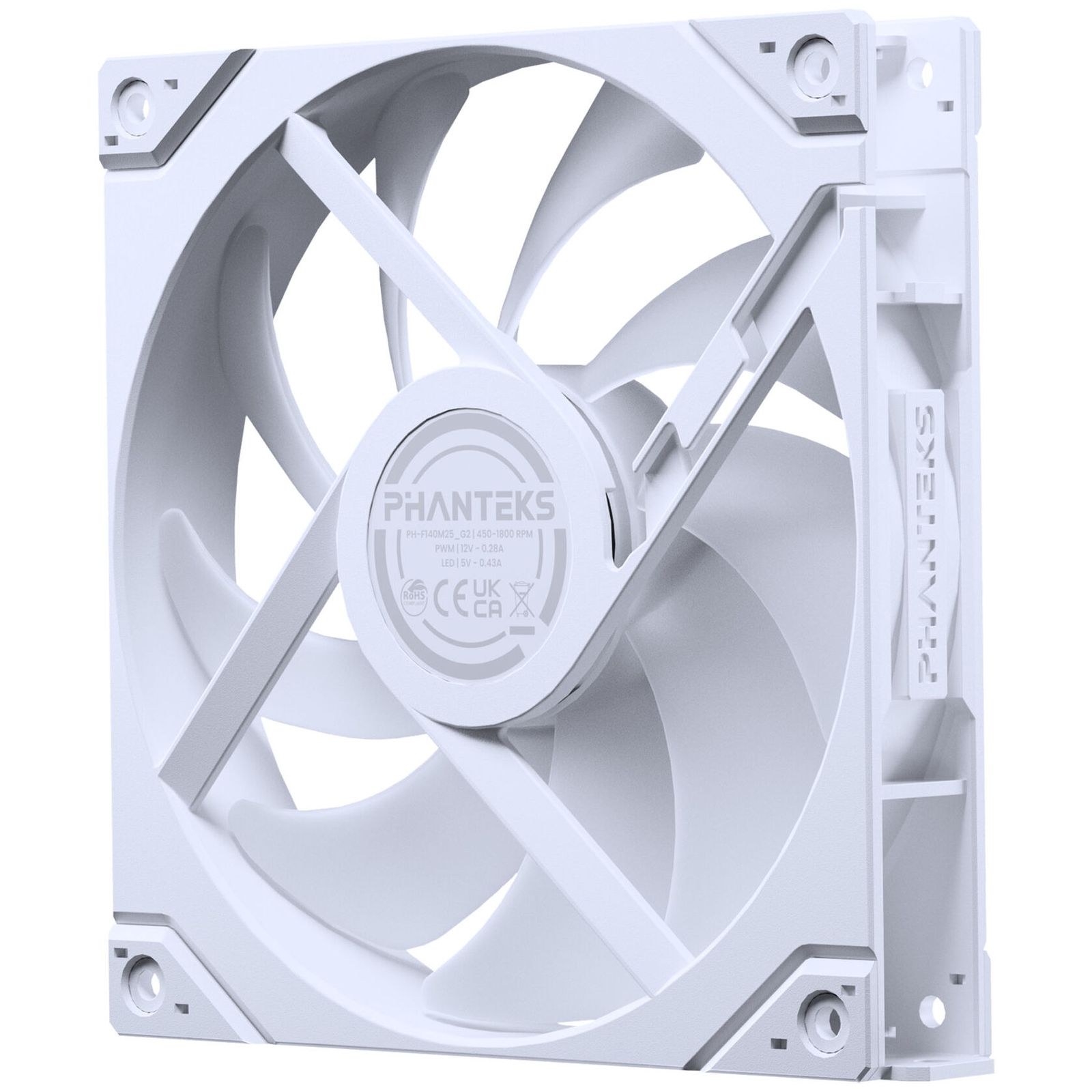 PHANTEKS M25 Gen2 140mm PWM Fan, Reversed Airflow, DRGB, White, Retail, 3 Pack