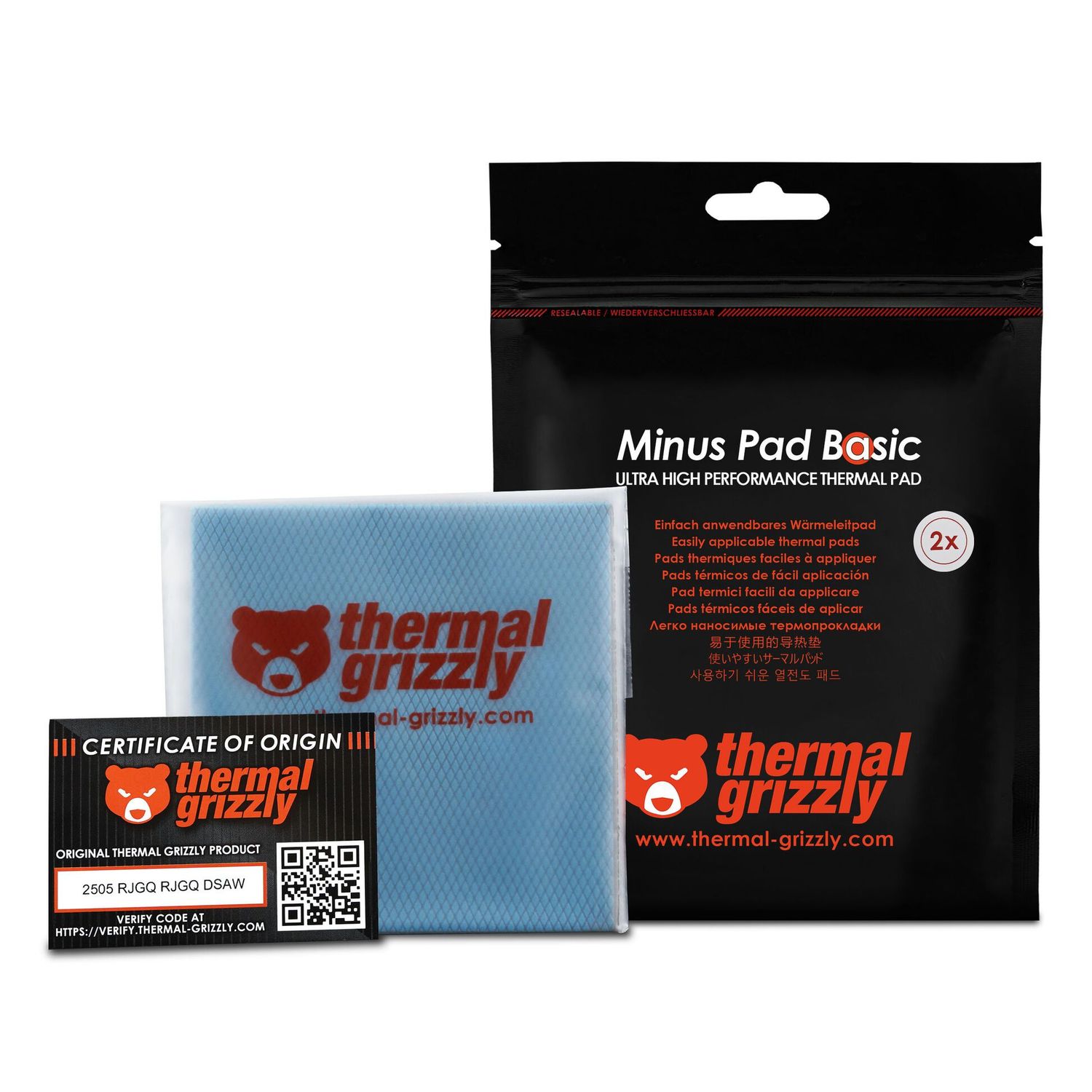 Hővezető lap Thermal Grizzly Minus Pad Basic - 100 x 100 x 0,5 mm, 2 db